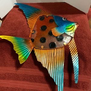 Glass and Metal wall hanging Colorful Fish